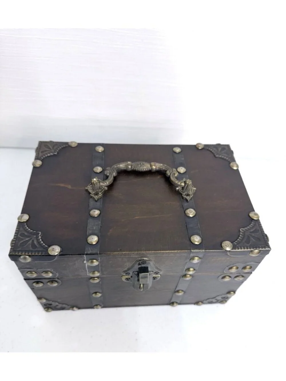 Wooden Storage Chest Box Decor with Greenery